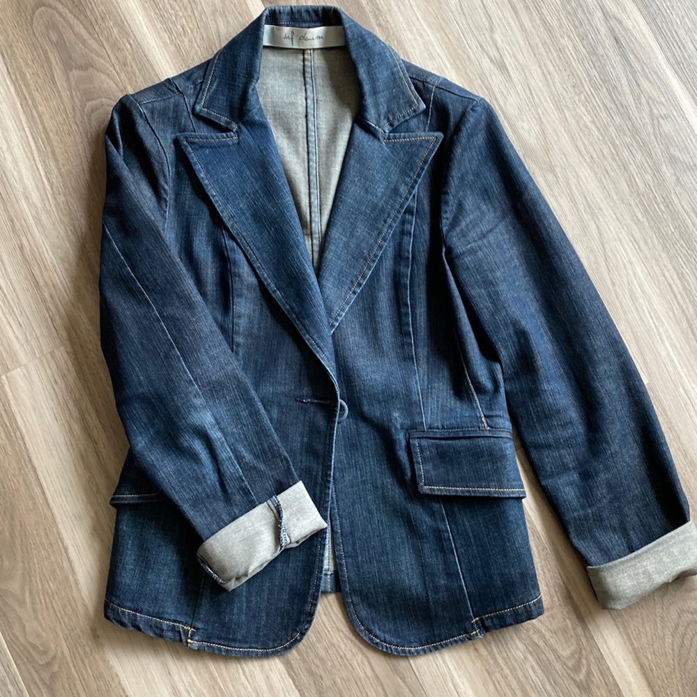 Distressed denim blazer.  A must have.